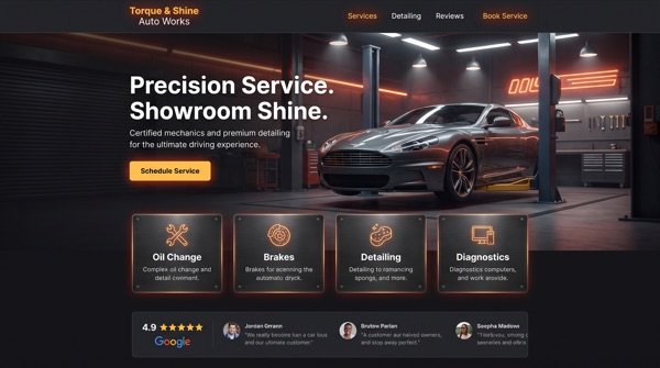 Auto Repair & Detailing Shop — From search to scheduled service.