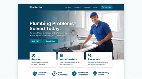 24/7 Plumbing Service — Emergency-ready, trust-forward.